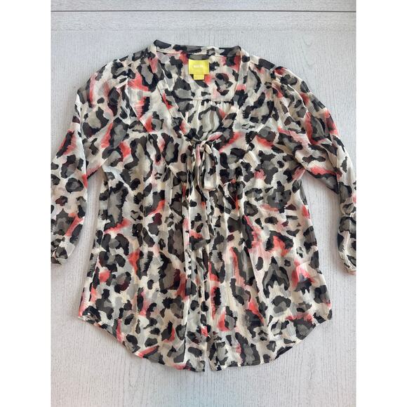 Maeve by Anthropologie 100% Silk Leopard Print Top Corporate Baddie Boss Babe - Picture 1 of 5
